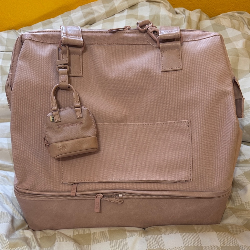 BEIS Atlas Mini Convertible Weekender + Bag charm